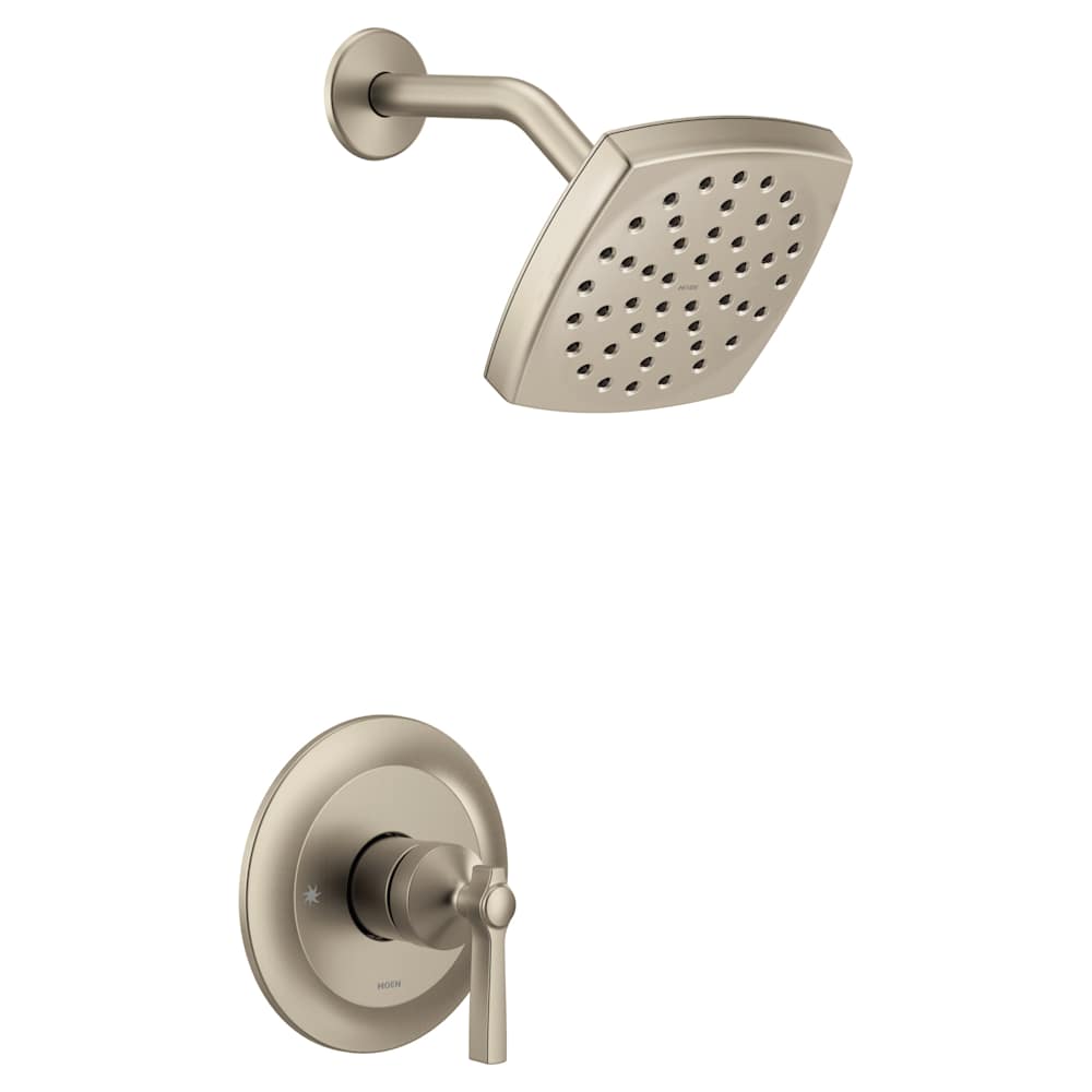 Moen Flara Tub and Shower Trim Package with 2.5 GPM Single Function Shower Head Brushed Nickel