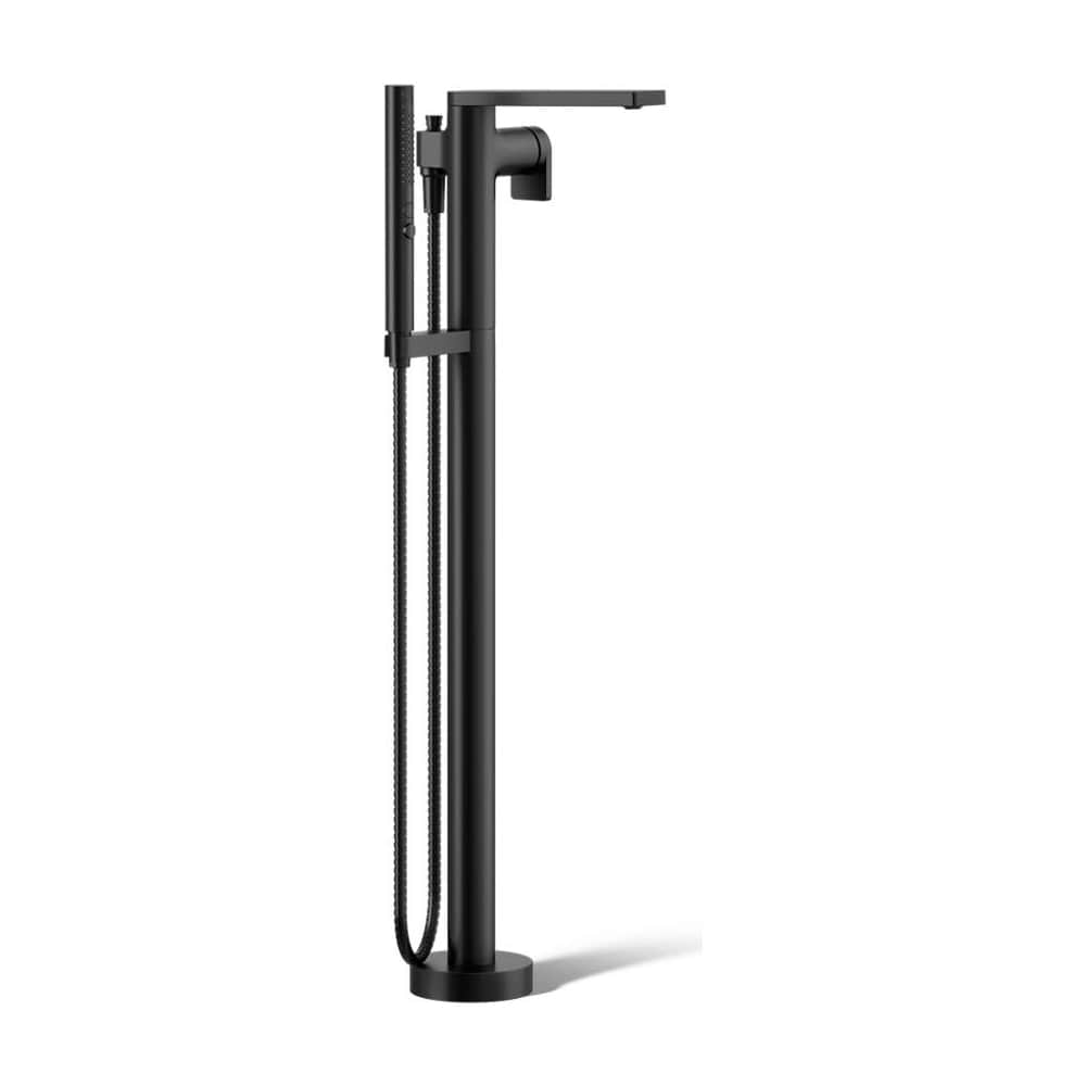 Composed Floor Mounted Tub Filler with Hand Shower and Built-In Diverter