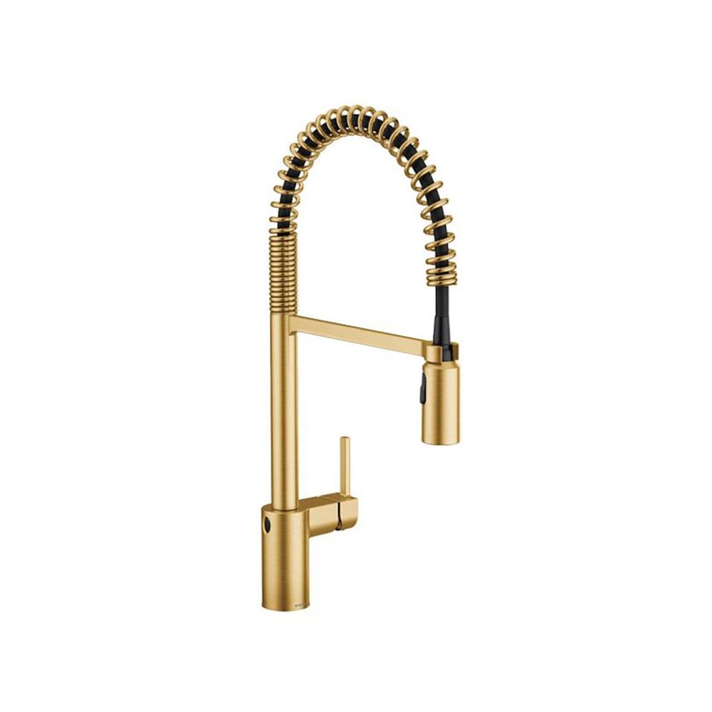 Moen Align 1.5 GPM Single Hole Pre-Rinse Pull Down Kitchen Faucet with MotionSense Wave and Power Clean Brushed Gold