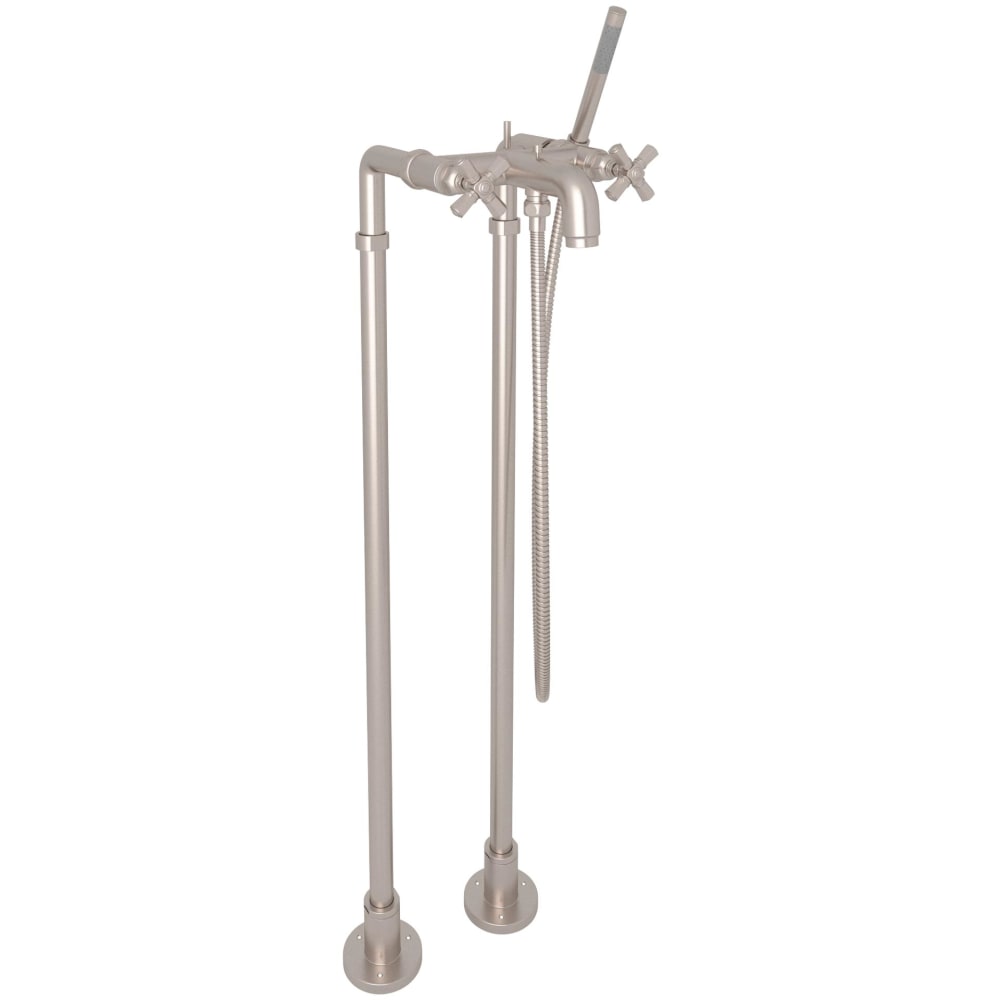 San Giovanni Floor Mounted Clawfoot Tub Filler with Built-In Diverter - Includes Hand Shower
