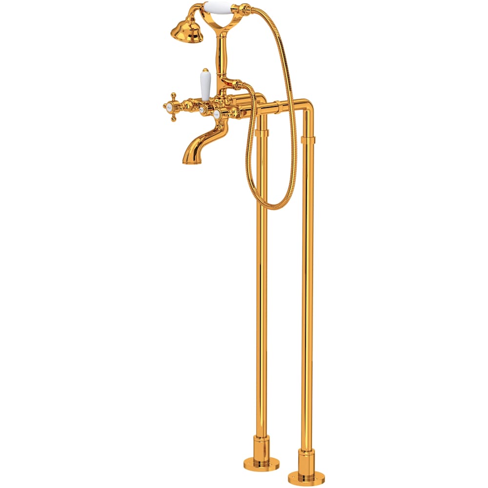 Acqui Floor Mounted Tub Filler with Built-In Diverter - Includes Hand Shower