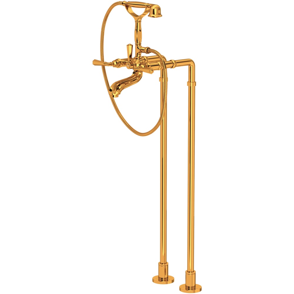 Palladian Floor Mounted Tub Filler with Built-In Diverter - Includes Hand Shower