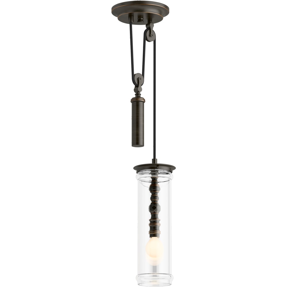 Damask 13" Tall Single Light Clear Glass Adjustable Pulley Pendant