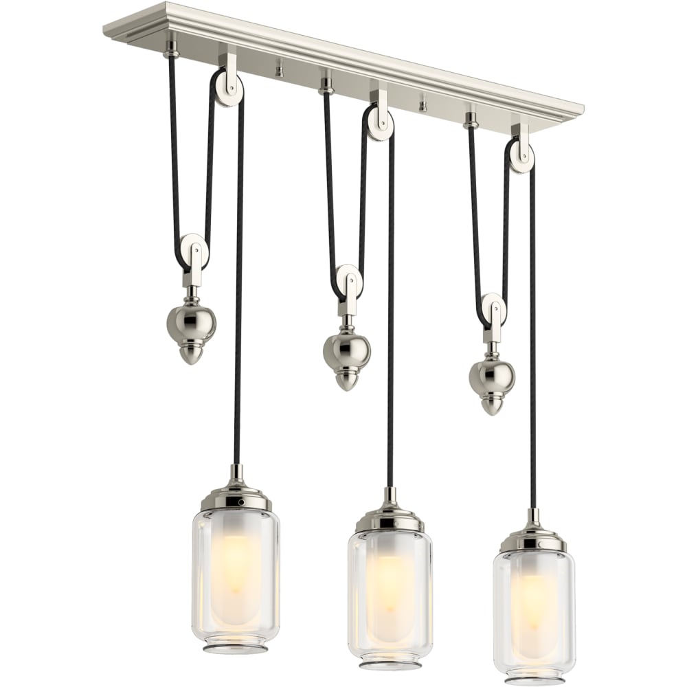 Artifacts 27" Wide 3 Light Adjustable Pulley Linear Chandelier