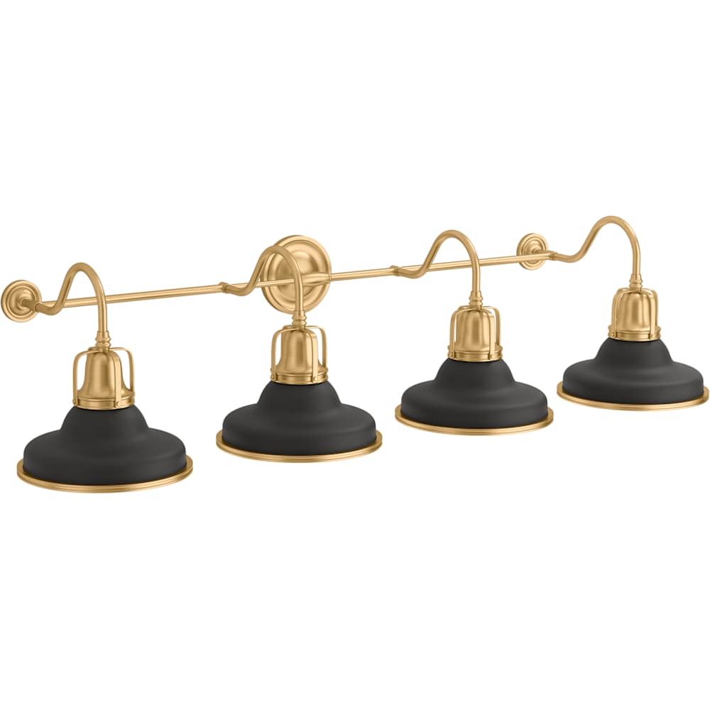 Hauksbee 47" Wide 4 Light Vanity Light with Domed Metal Shades