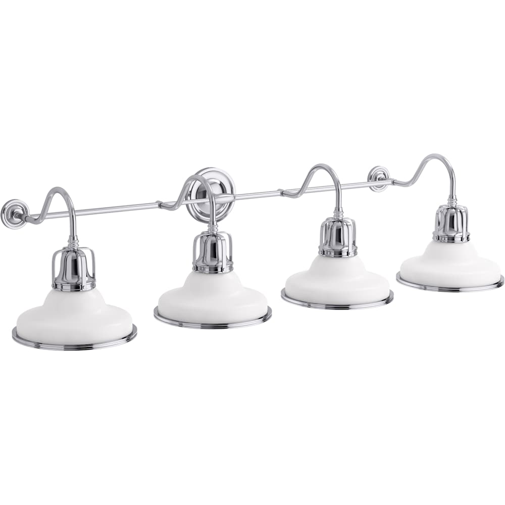Hauksbee 47" Wide 4 Light Vanity Light with Domed Metal Shades