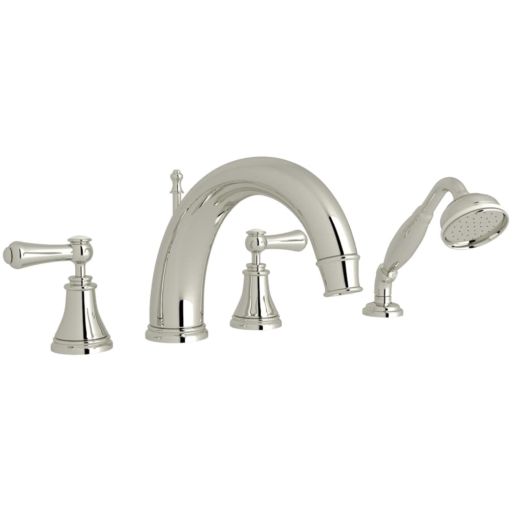 Georgian Era Deck Mounted Roman Tub Filler with Built-In Diverter - Includes Hand Shower