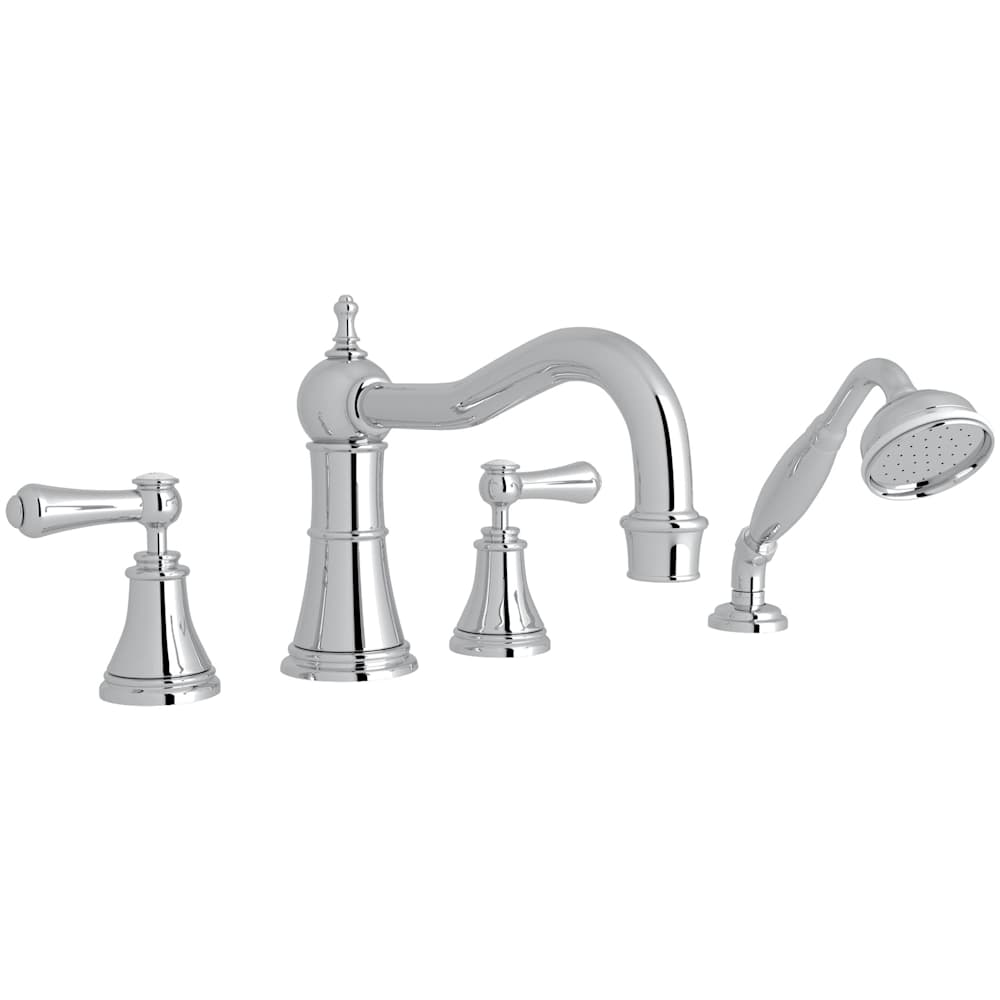 Georgian Era Deck Mounted Roman Tub Filler with Built-In Diverter - Includes Hand Shower
