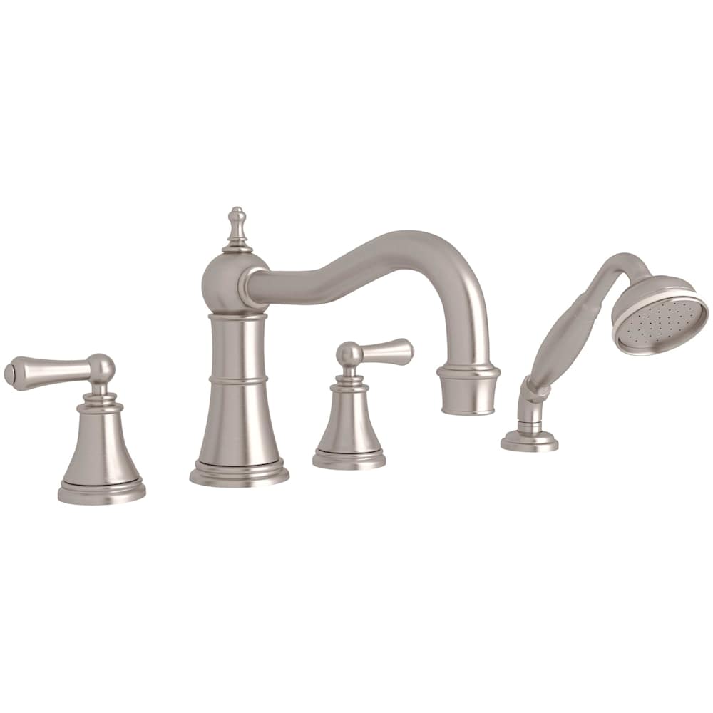 Georgian Era Deck Mounted Roman Tub Filler with Built-In Diverter - Includes Hand Shower