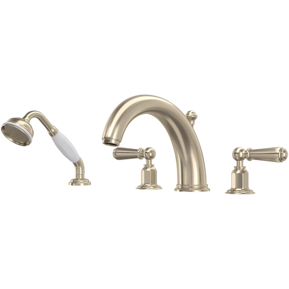 Edwardian Deck Mounted Roman Tub Filler with Built-In Diverter - Includes Hand Shower