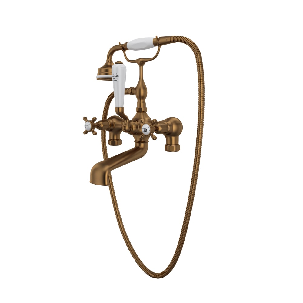 Edwardian Wall / Deck / Floor Mounted Clawfoot Tub Filler with Built-In Diverter - Includes Hand Shower
