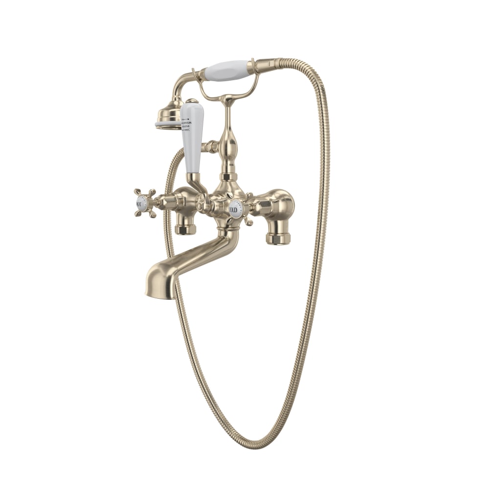 Edwardian Wall / Deck / Floor Mounted Clawfoot Tub Filler with Built-In Diverter - Includes Hand Shower