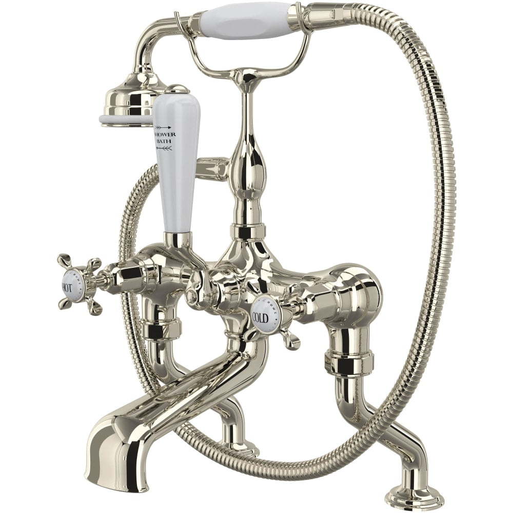 Edwardian Deck Mounted Tub Filler with Built-In Diverter - Includes Hand Shower