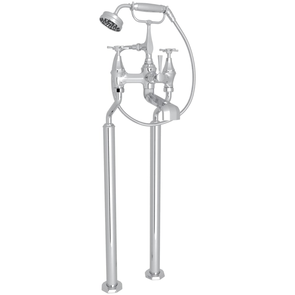 Deco Floor Mounted Clawfoot Tub Filler with Built-In Diverter - Includes Hand Shower
