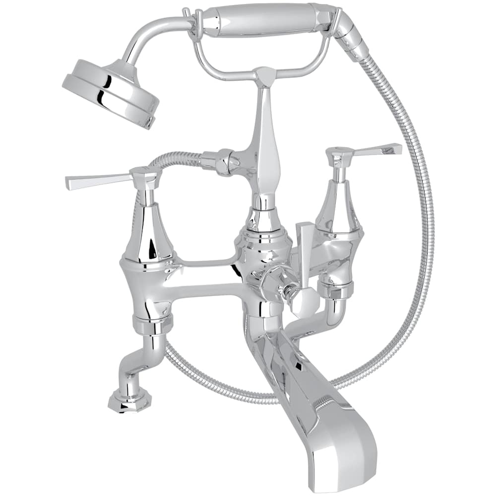 Deco Deck Mounted Clawfoot Tub Filler with Built-In Diverter - Includes Hand Shower