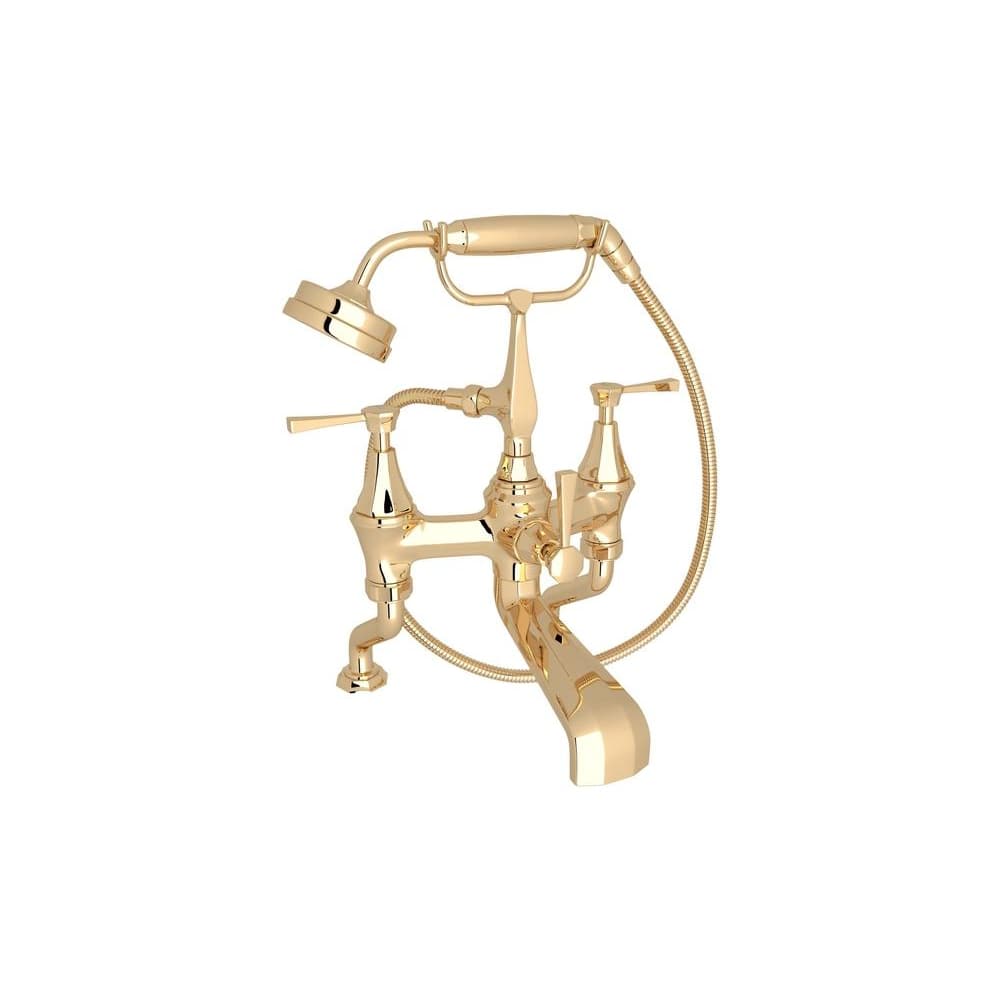 Deco Deck Mounted Clawfoot Tub Filler with Built-In Diverter - Includes Hand Shower