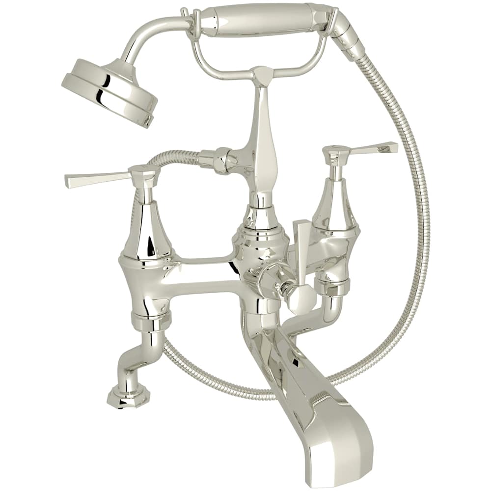 Deco Deck Mounted Clawfoot Tub Filler with Built-In Diverter - Includes Hand Shower