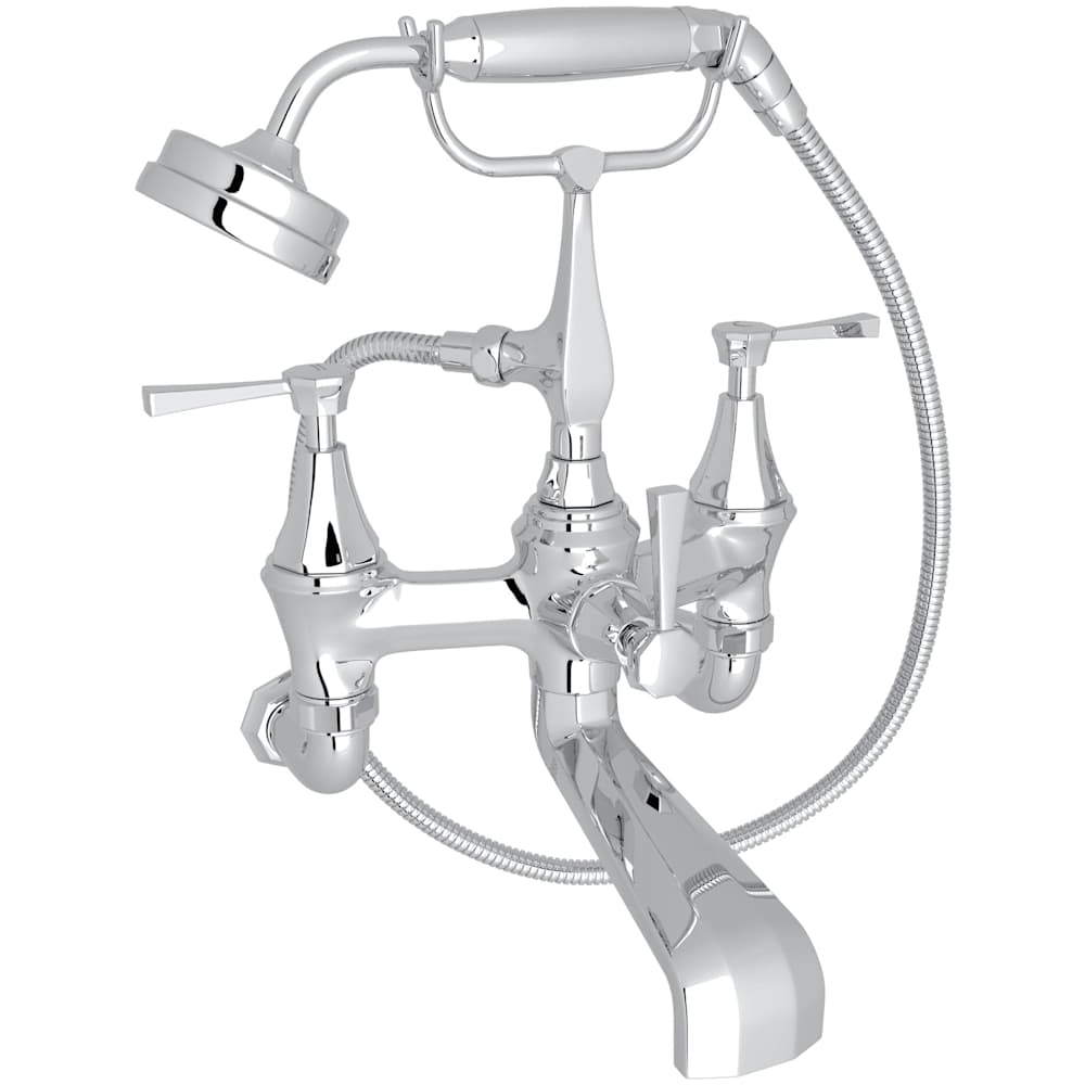 Deco Wall Mounted Clawfoot Tub Filler with Built-In Diverter - Includes Hand Shower