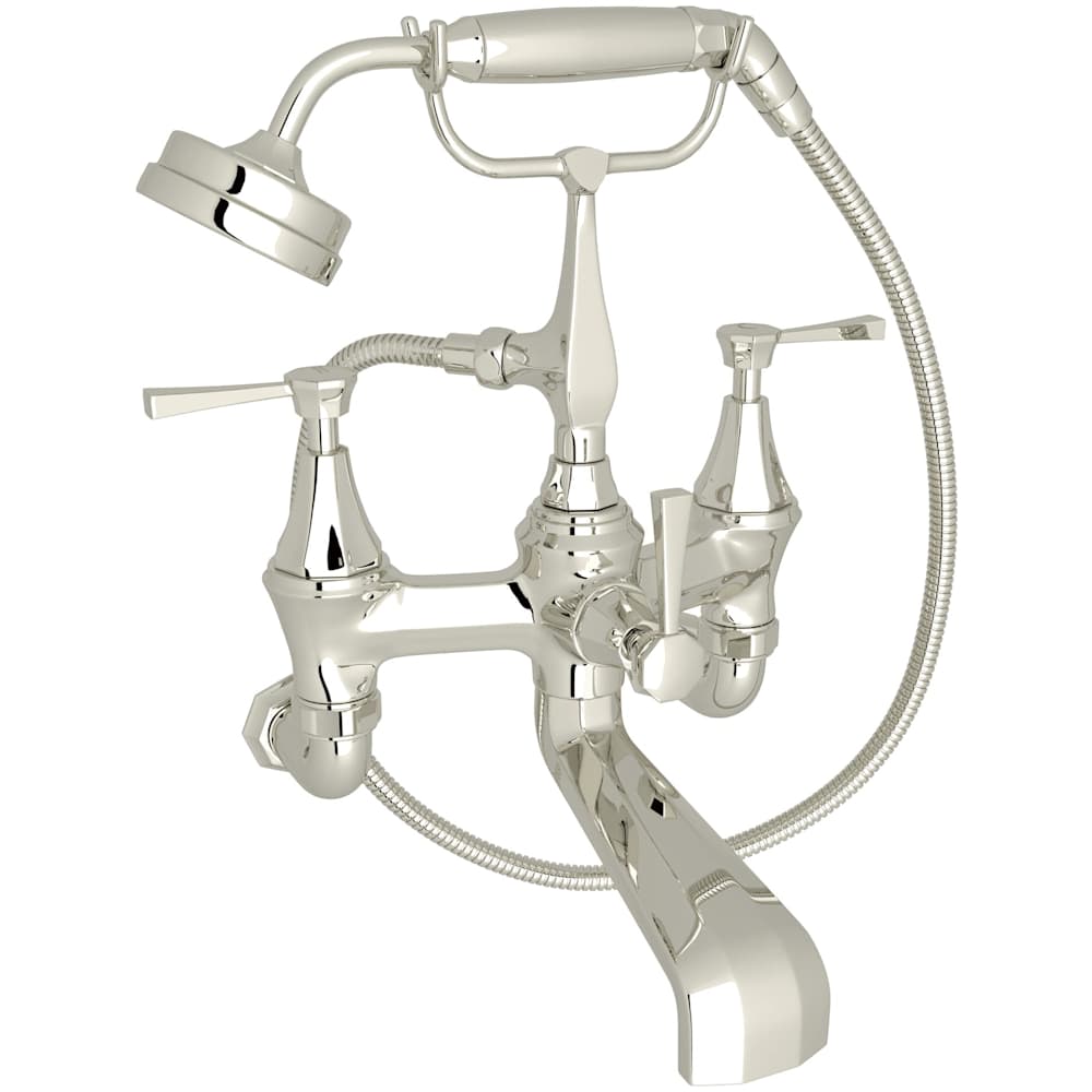Deco Wall Mounted Clawfoot Tub Filler with Built-In Diverter - Includes Hand Shower