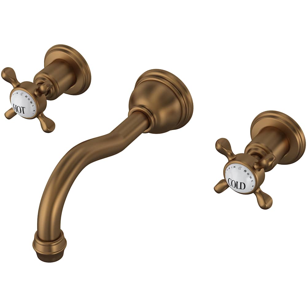 Edwardian 1.2 GPM Wall Mounted Widespread Bathroom Faucet with Column Spout