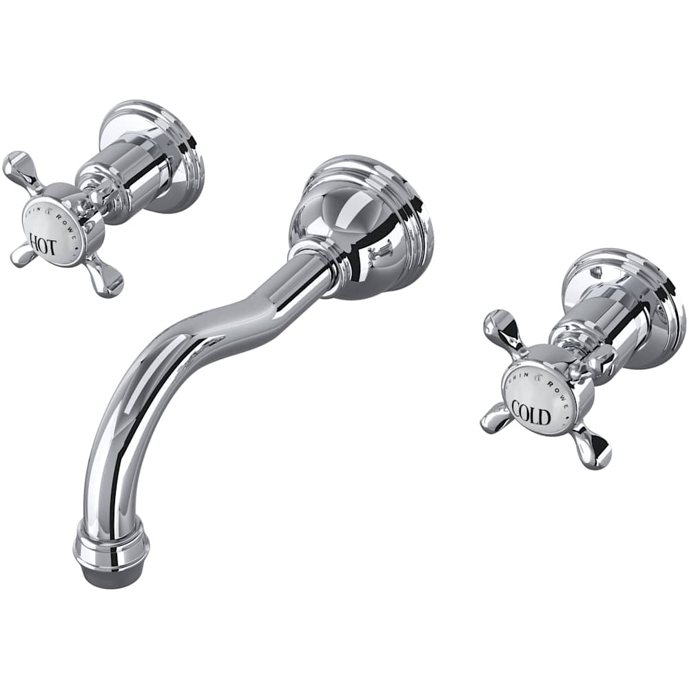 Edwardian 1.2 GPM Wall Mounted Widespread Bathroom Faucet with Column Spout