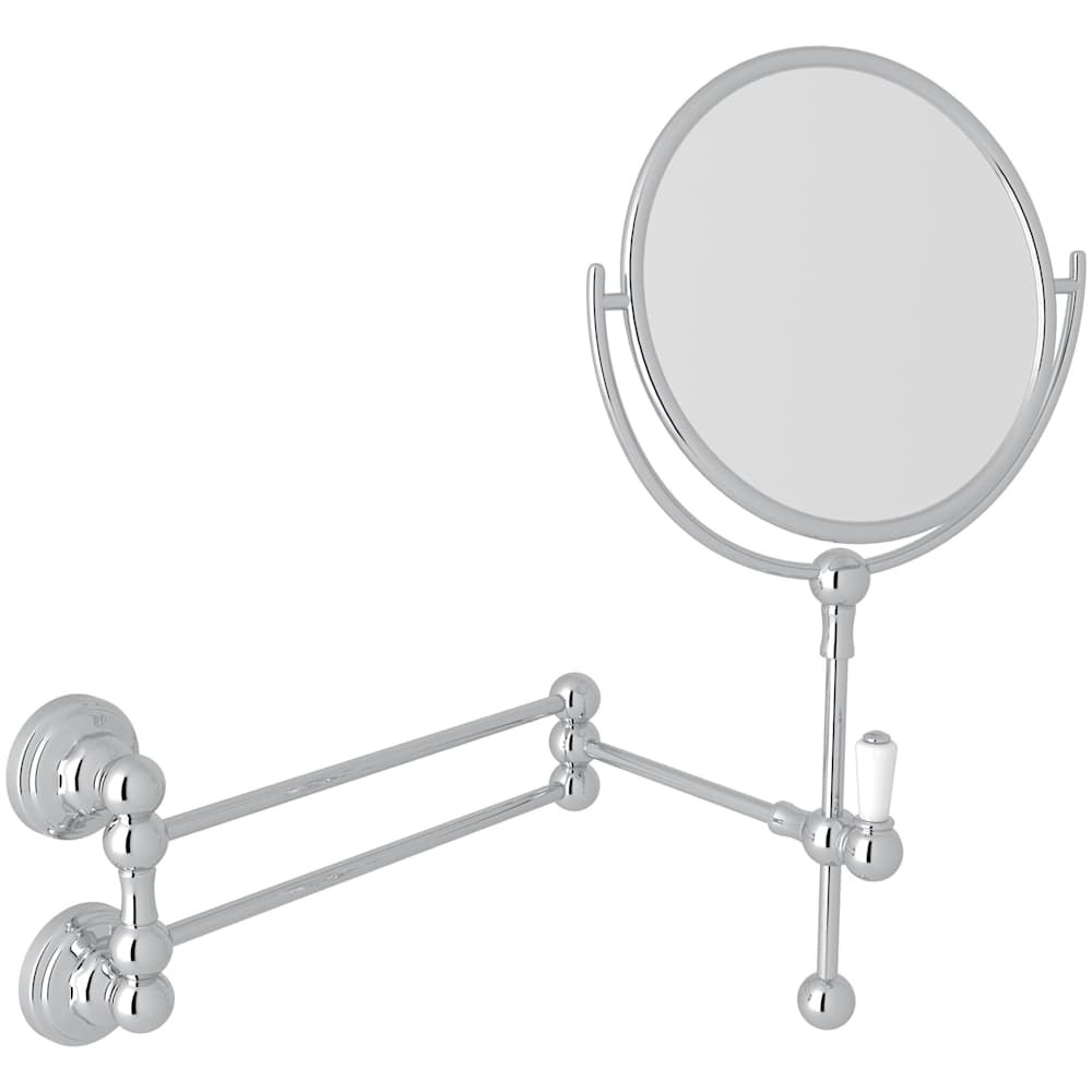 Edwardian 9"W x 14-7/8"H Circular Brass Framed Wall Mounted Make-up Mirror