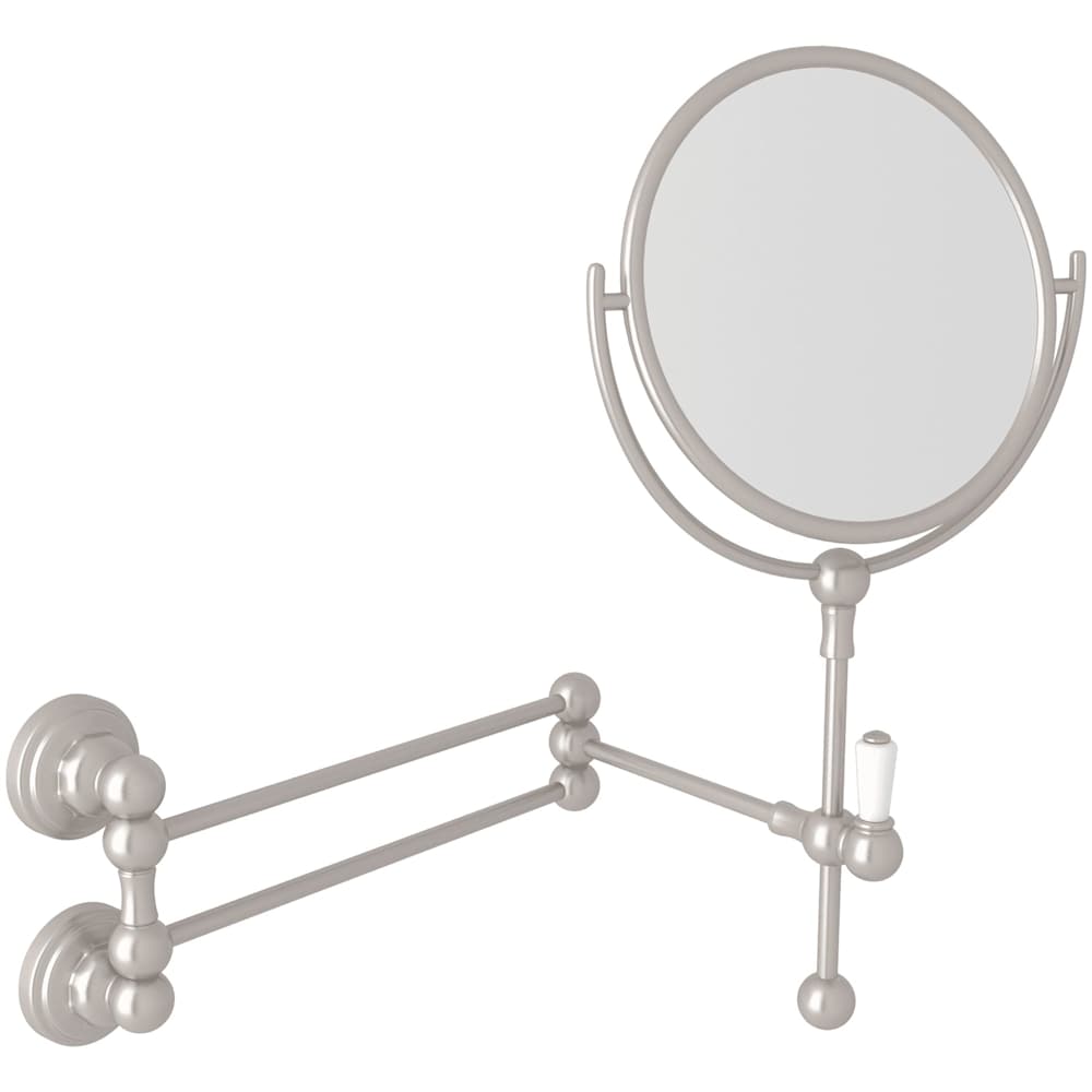 Edwardian 9"W x 14-7/8"H Circular Brass Framed Wall Mounted Make-up Mirror