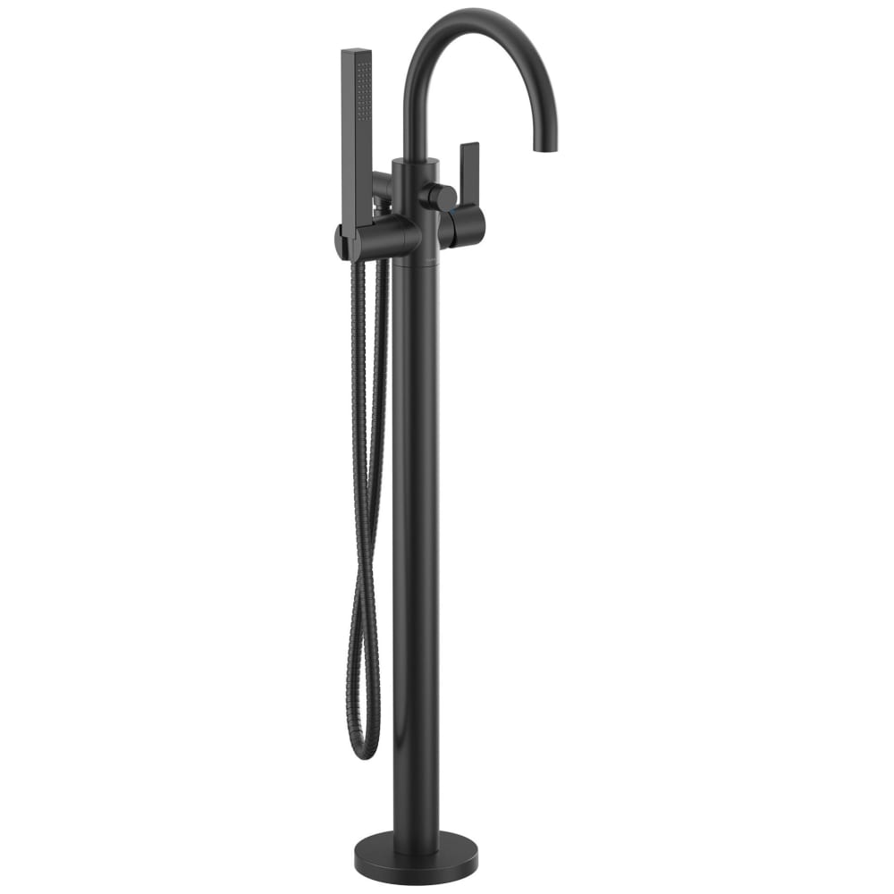 Moen Cia Floor Mounted Tub Filler with Built-In Diverter - Includes Hand Shower Matte Black