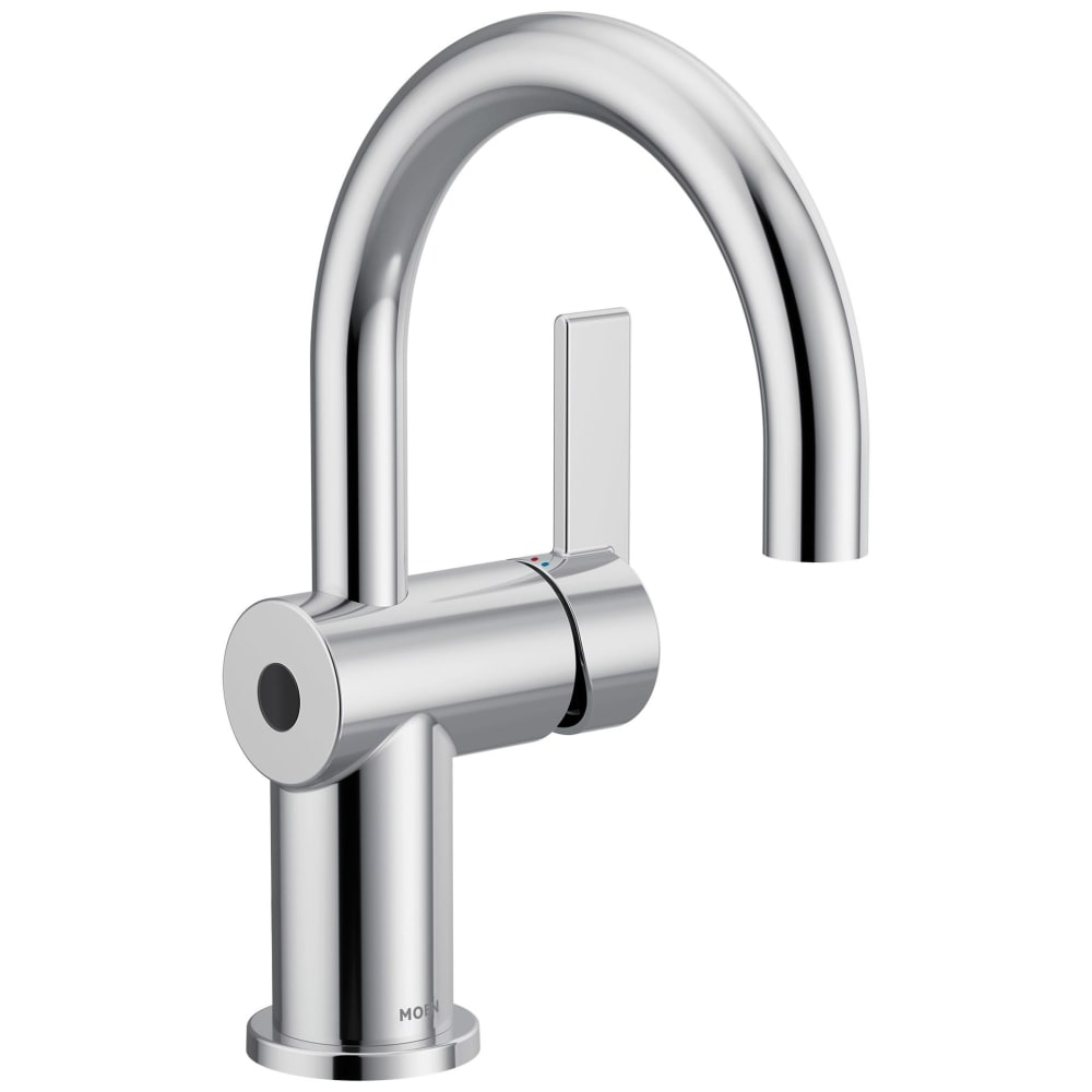 Moen Cia 1.2 GPM Single Hole Bathroom Faucet with Pop-Up Drain Assembly with Duralock and MotionSense Wave Chrome