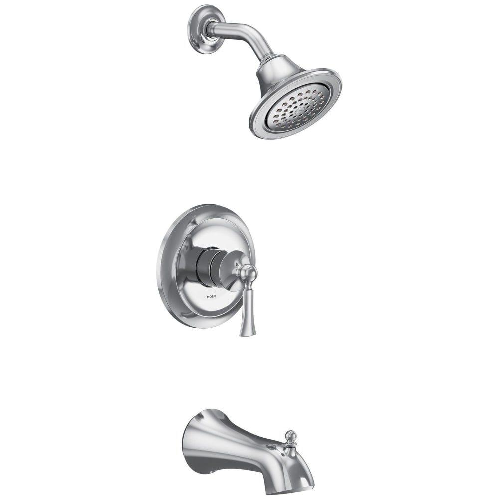 Moen Posi-Temp Pressure Balanced Tub and Shower Trim with 1.75 GPM Shower Head and Tub Spout from the Align Collection (Less Valve) Chrome