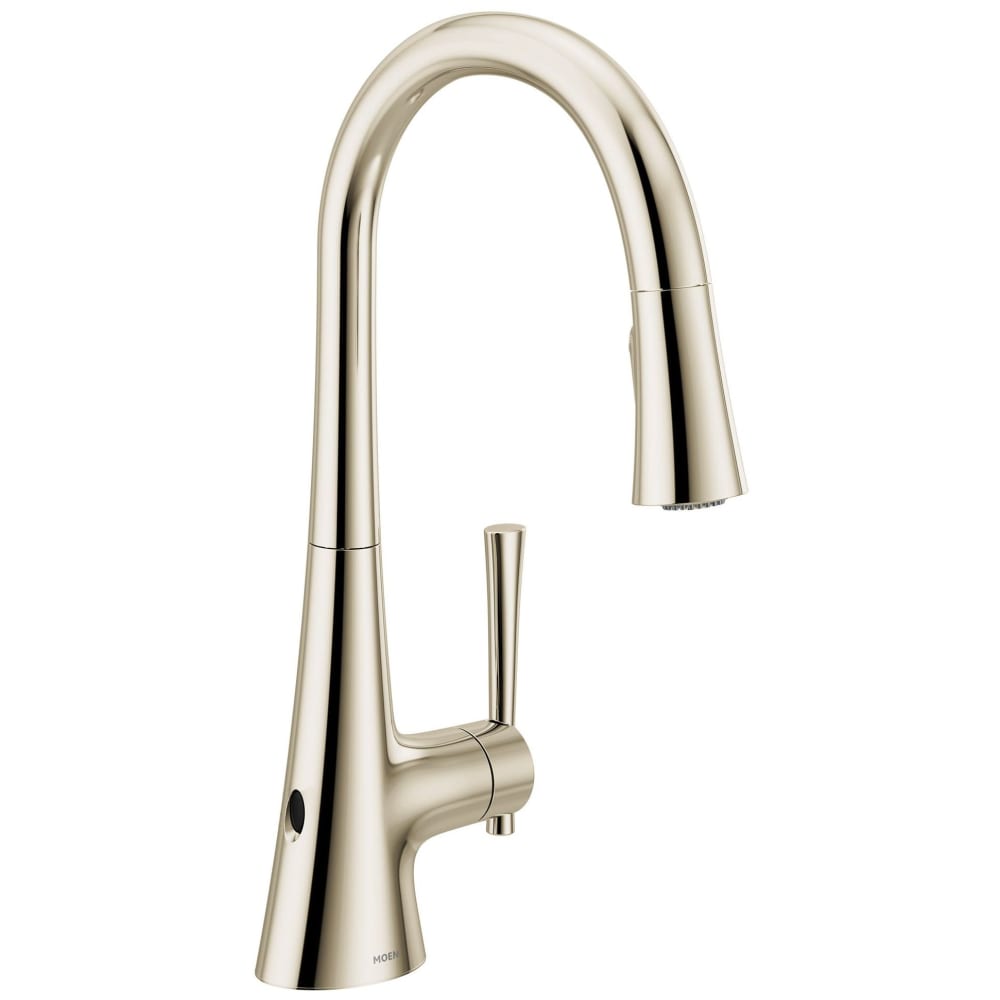 Moen Kurv 1.5 GPM Single Hole Pull Down Kitchen Faucet with Hands Free Capability Polished Nickel