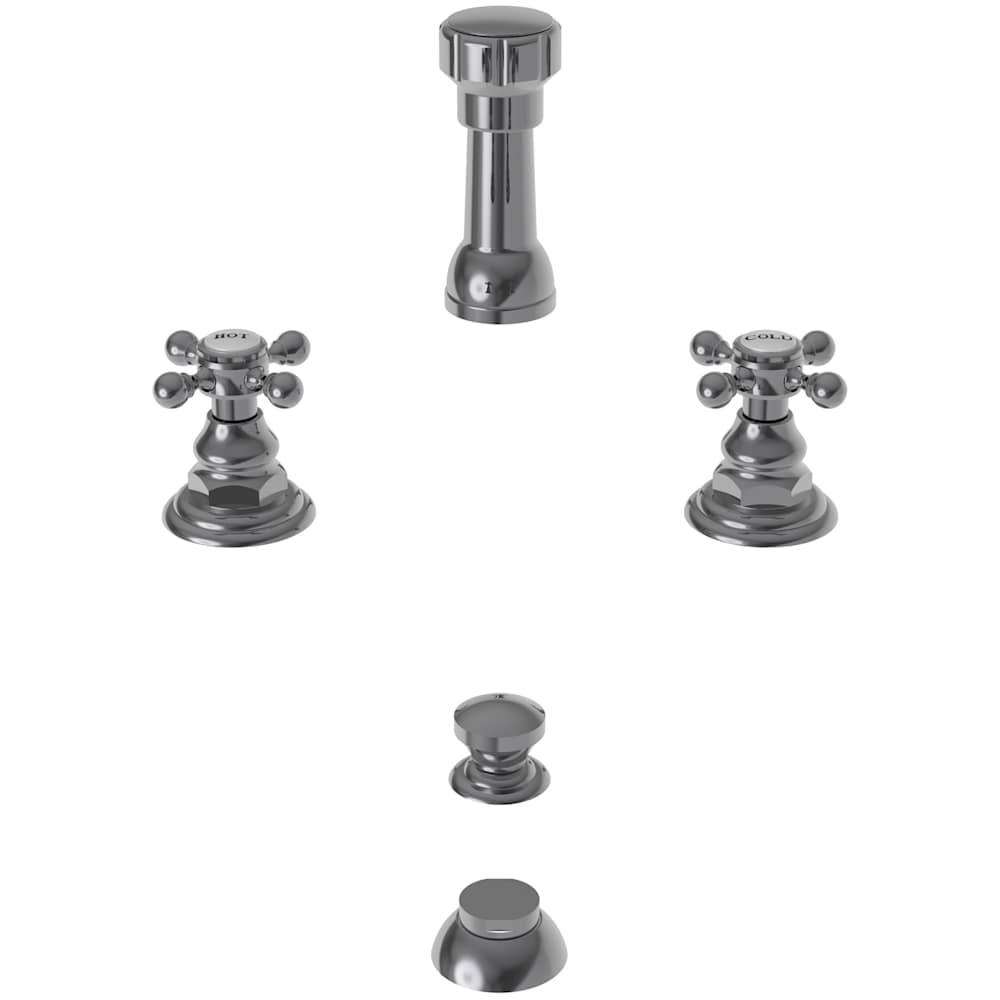 Double Handle Widespread Bidet Faucet with Vacuum Breaker and Metal Cross Handles from the Alveston, Astor and Chesterfield Collections