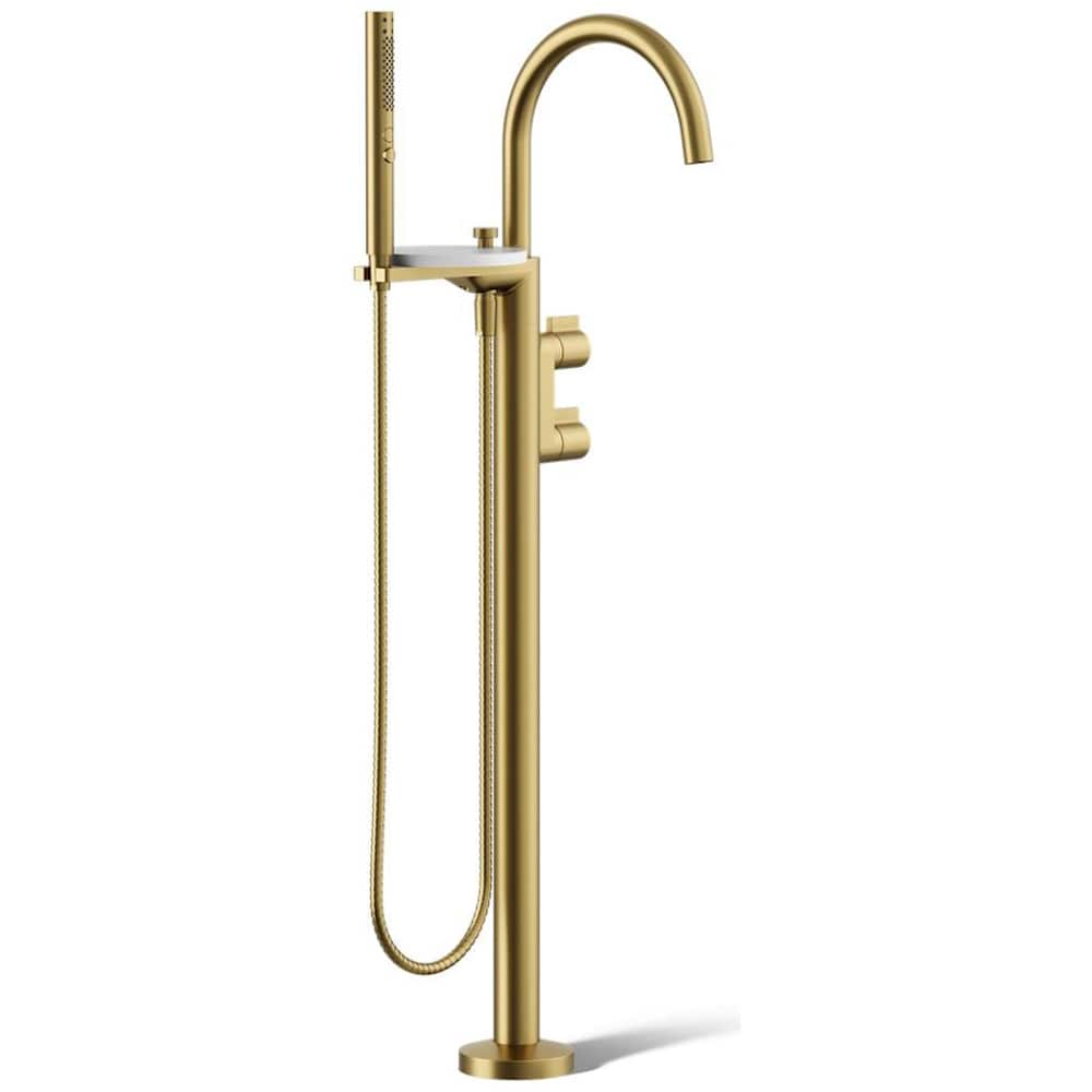 Components Floor Mounted Tub Filler with Built-In Diverter - Includes Hand Shower