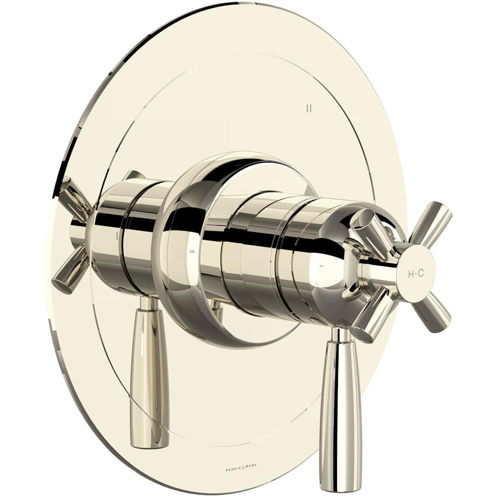 Holborn Three Independent, Two Shared Function Thermostatic Valve Trim Only with Single Cross / Lever Handle, Integrated Diverter, and Volume Control - Less Rough In