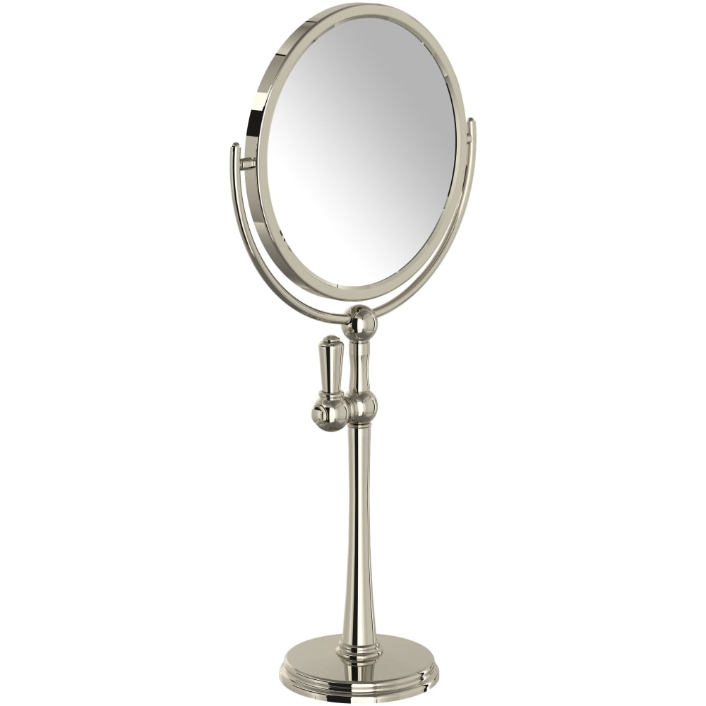 8-3/4"W x 19-5/8"H Circular Brass Framed Free Standing Make-up Mirror