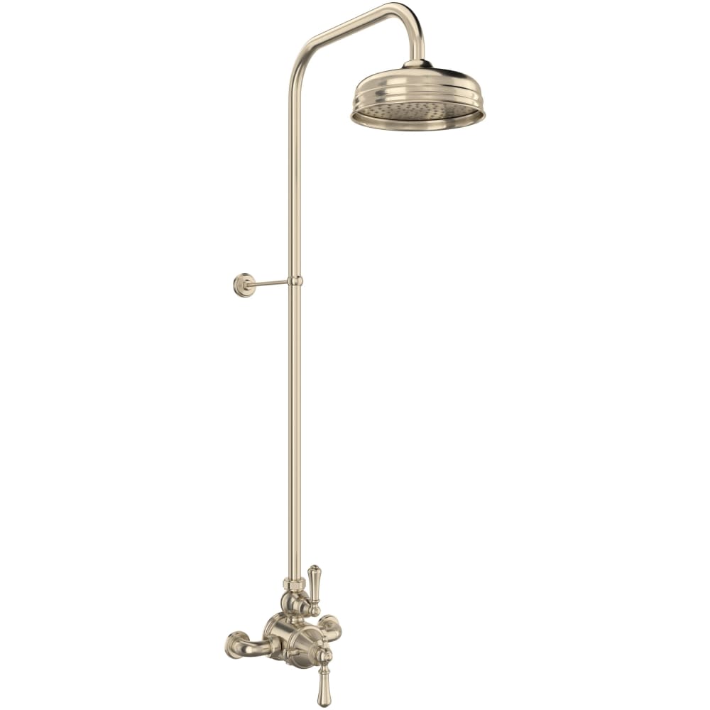 Georgian Era Exposed Thermostatic Shower System with Shower Head, Slide Bar, Shower Arm, and Valve Trim
