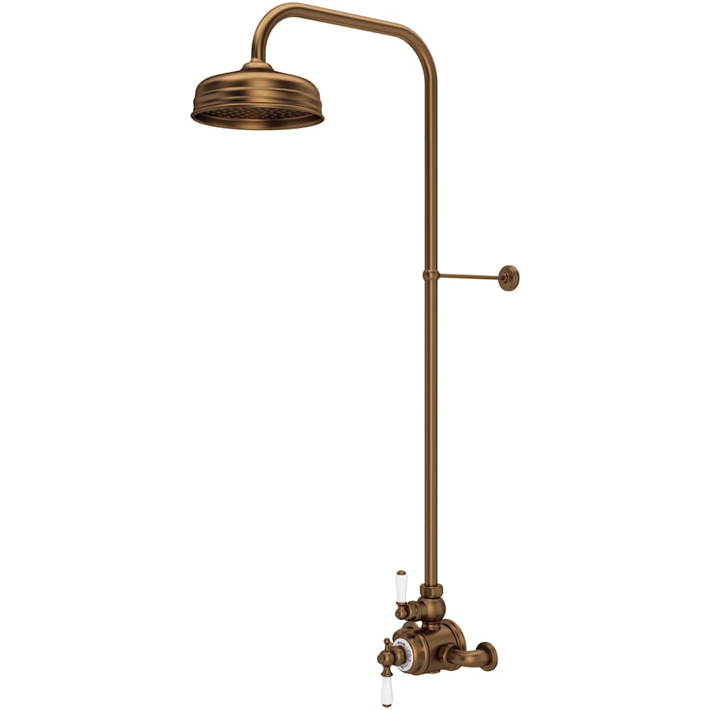 Edwardian Thermostatic Exposed Thermostatic Shower System with Shower Head, Slide Bar, Shower Arm, and Valve Trim