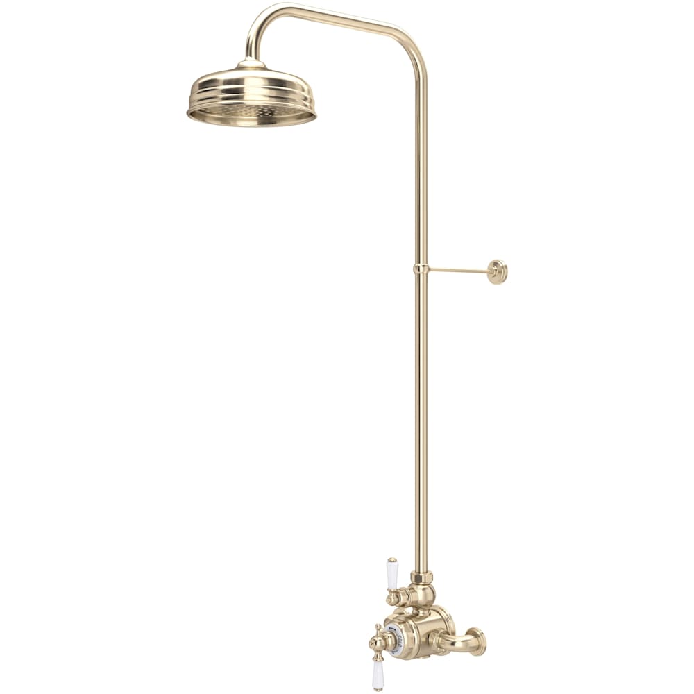 Edwardian Thermostatic Exposed Thermostatic Shower System with Shower Head, Slide Bar, Shower Arm, and Valve Trim