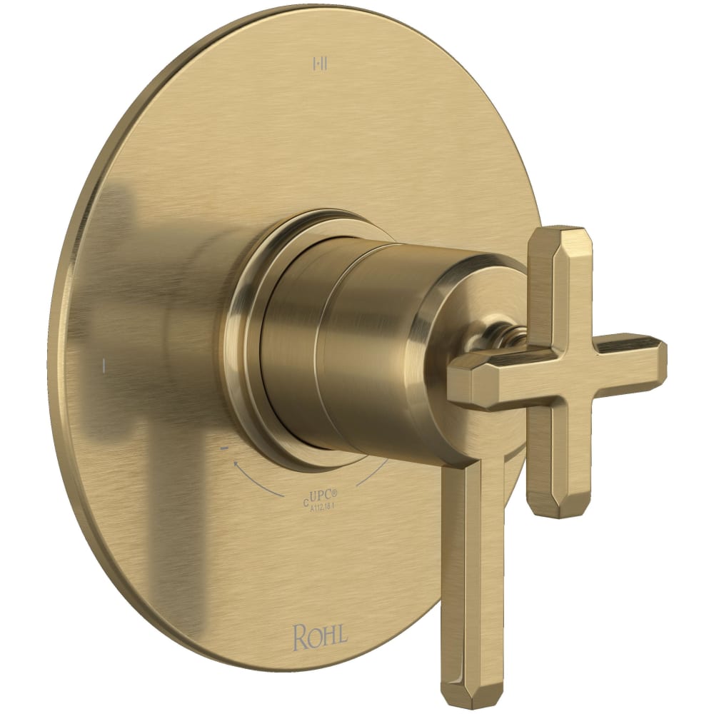 Apothecary Two Independent and One Shared Function Thermostatic Valve Trim Only with Single Cross / Lever Handle, Integrated Diverter, and Volume Control - Less Rough In