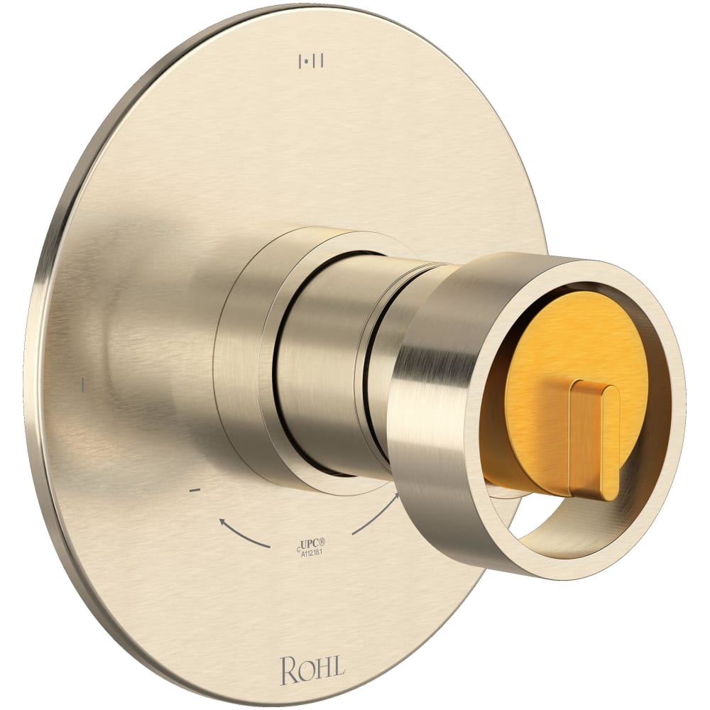 Eclissi Two Independent and One Shared Function Thermostatic Valve Trim Only with Single Wheel Handle, Integrated Diverter, and Volume Control - Less Rough In