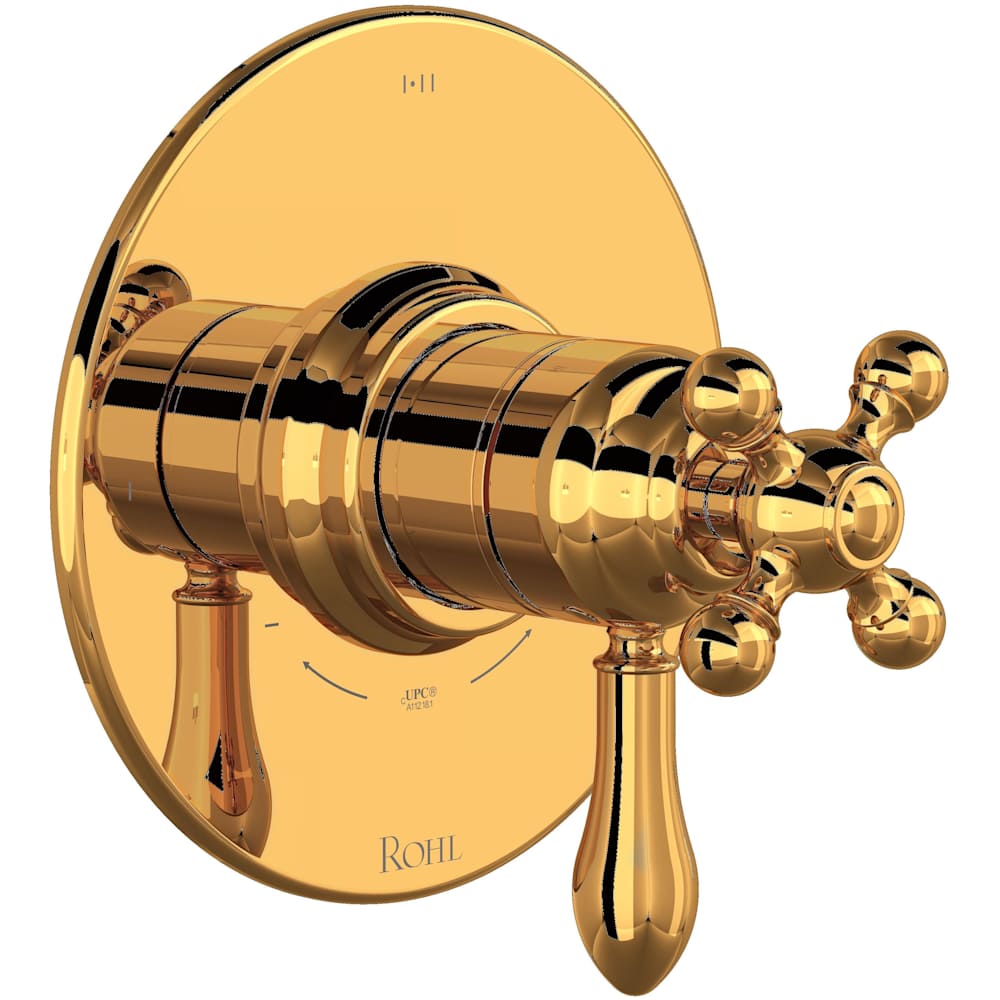 Arcana Two Independent and One Shared Function Thermostatic Valve Trim Only with Single Cross / Lever Handle, Integrated Diverter, and Volume Control - Less Rough In