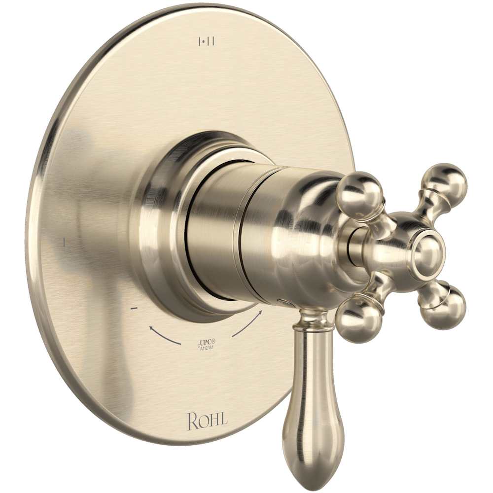 Arcana Two Independent and One Shared Function Thermostatic Valve Trim Only with Single Cross / Lever Handle, Integrated Diverter, and Volume Control - Less Rough In