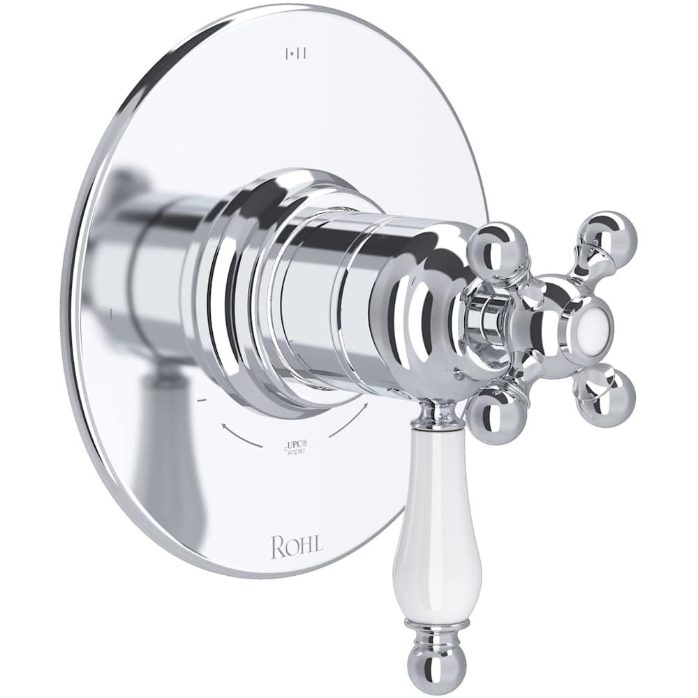 Arcana Two Independent and One Shared Function Thermostatic Valve Trim Only with Single Cross / Lever Handle, Integrated Diverter, and Volume Control - Less Rough In