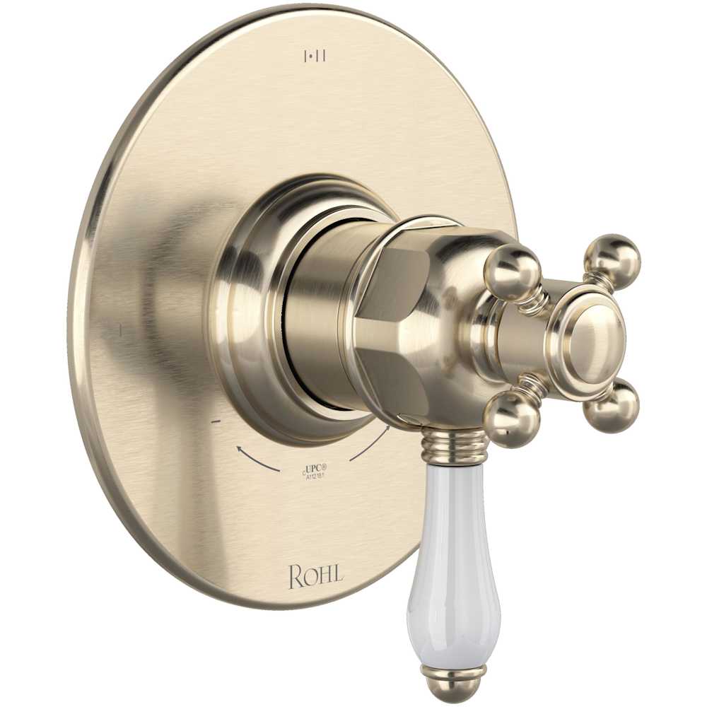 Acqui Two Independent and One Shared Function Thermostatic Valve Trim Only with Single Cross / Lever Handle, Integrated Diverter, and Volume Control - Less Rough In