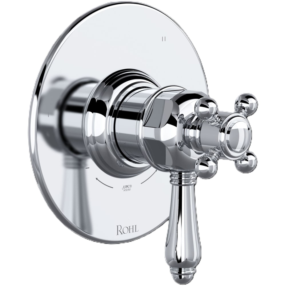 Acqui Three Independent, Two Shared Function Thermostatic Valve Trim Only with Single Cross / Lever Handle, Integrated Diverter, and Volume Control - Less Rough In