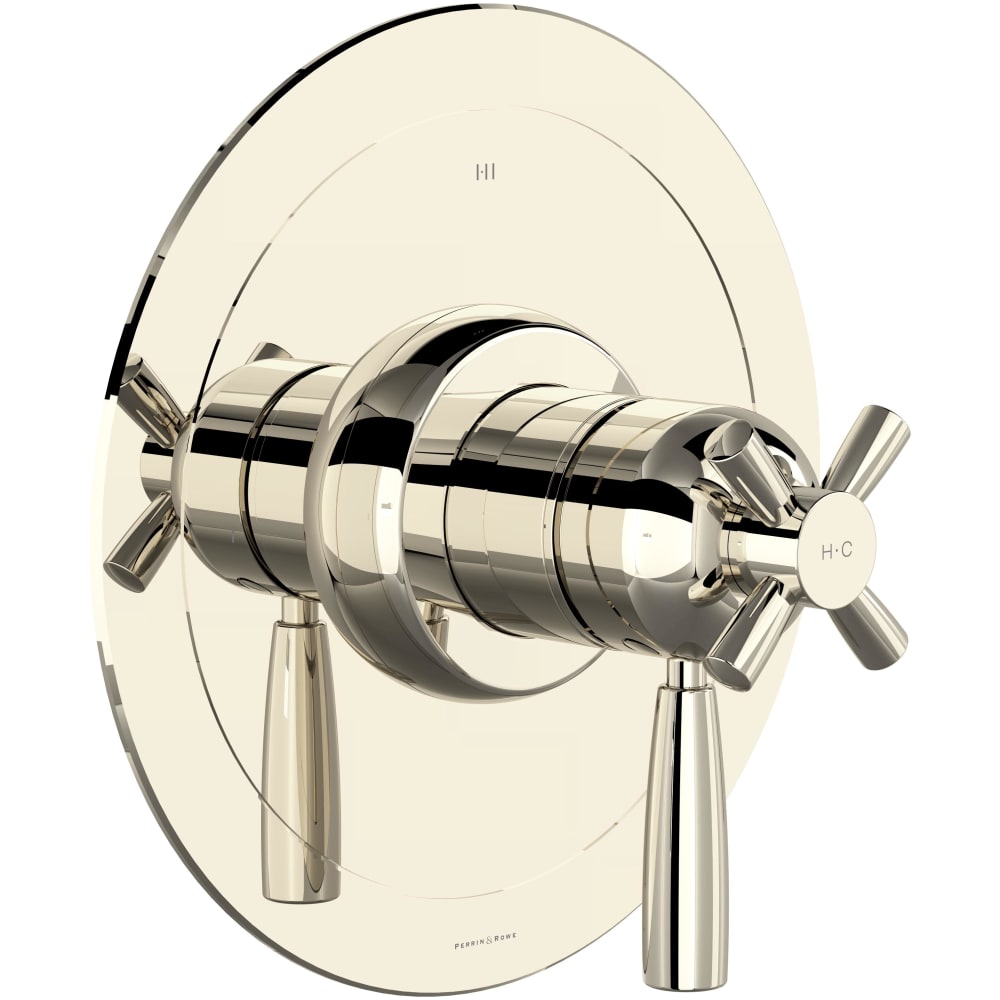Holborn Two Independent and One Shared Function Thermostatic Valve Trim Only with Single Cross / Lever Handle, Integrated Diverter, and Volume Control - Less Rough In