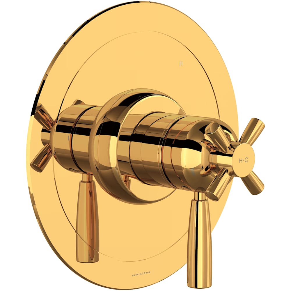 Holborn Three Independent Function Thermostatic Valve Trim Only with Single Cross / Lever Handle, Integrated Diverter, and Volume Control - Less Rough In