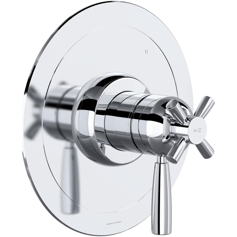 Holborn Three Independent, Two Shared Function Thermostatic Valve Trim Only with Single Cross / Lever Handle, Integrated Diverter, and Volume Control - Less Rough In