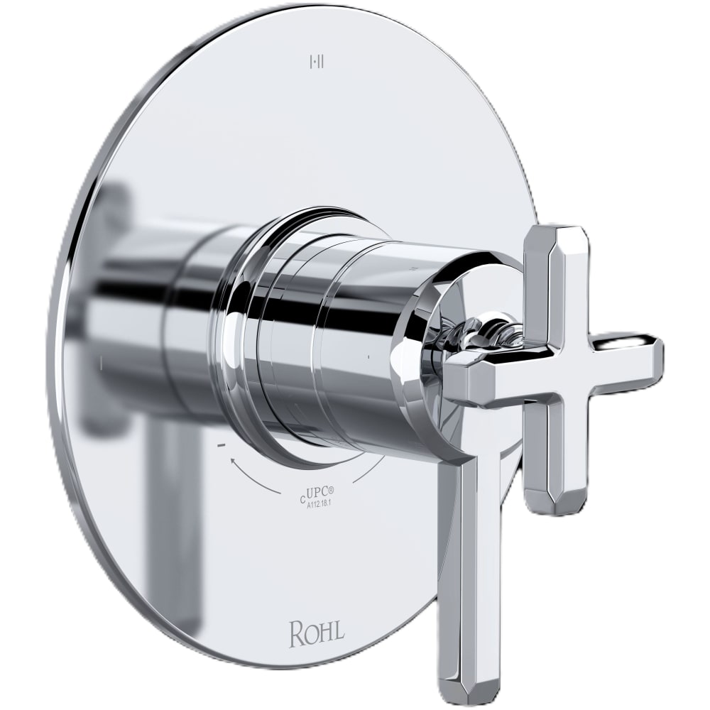Apothecary Two Independent and One Shared Function Thermostatic Valve Trim Only with Single Cross / Lever Handle, Integrated Diverter, and Volume Control - Less Rough In