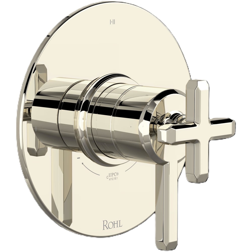Apothecary Two Independent and One Shared Function Thermostatic Valve Trim Only with Single Cross / Lever Handle, Integrated Diverter, and Volume Control - Less Rough In